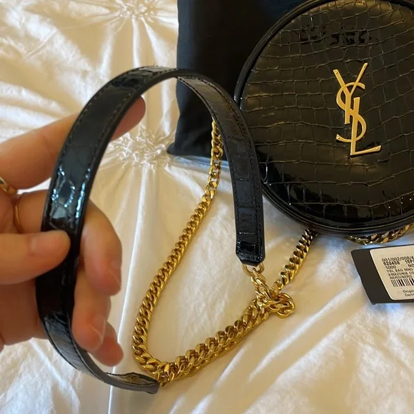 Yves Saint Laurent YSL brand new with tags cross body Vinyle Round Croc-Leather - Picture 7 of 7